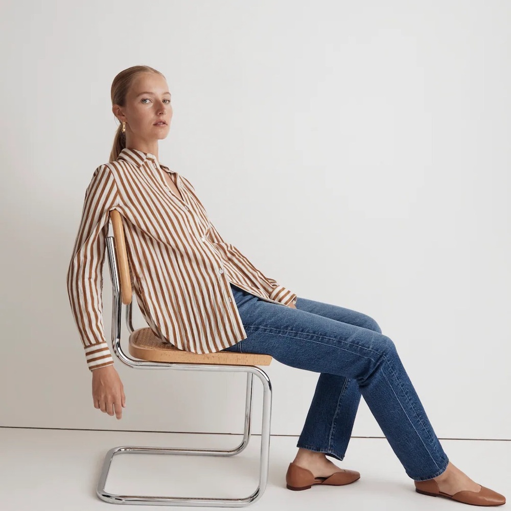 Silky Madewell Crinkled Up Button Shirt NWT
